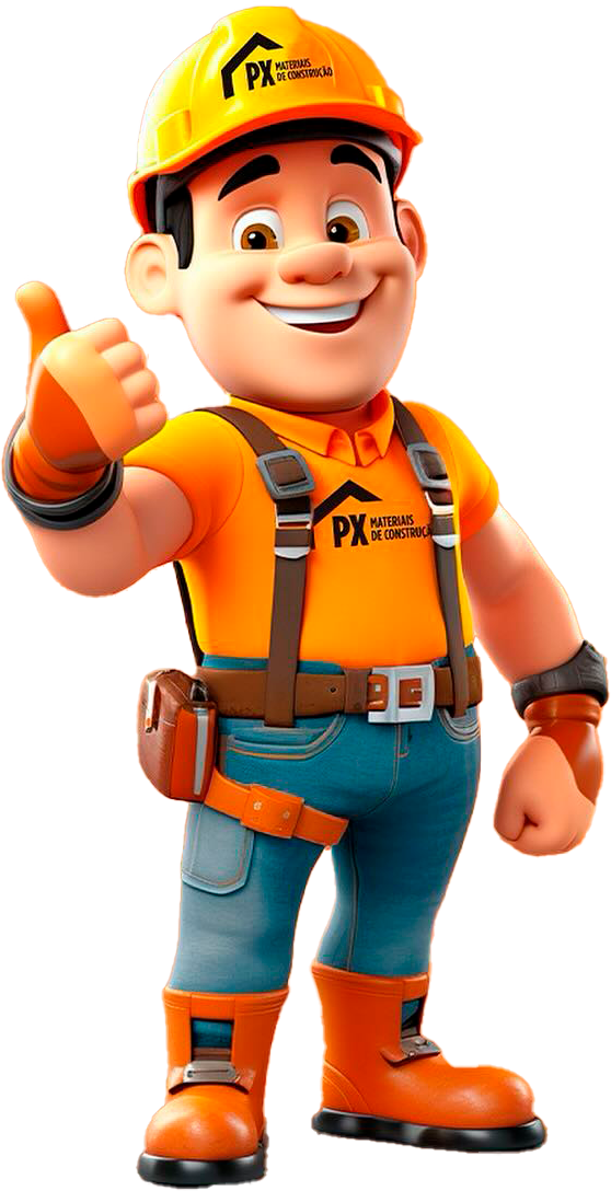 Mascote PX Materiais — pronto para ajudar na sua obra